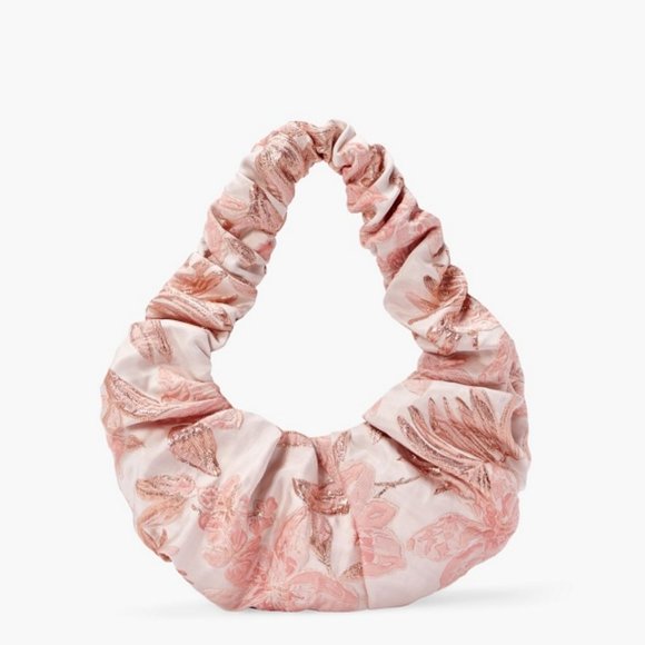 JUSTFAB Croissant Shoulder Bag Ruffle Handle Handbag PINK BRAND NEW with Tag - Picture 2 of 4